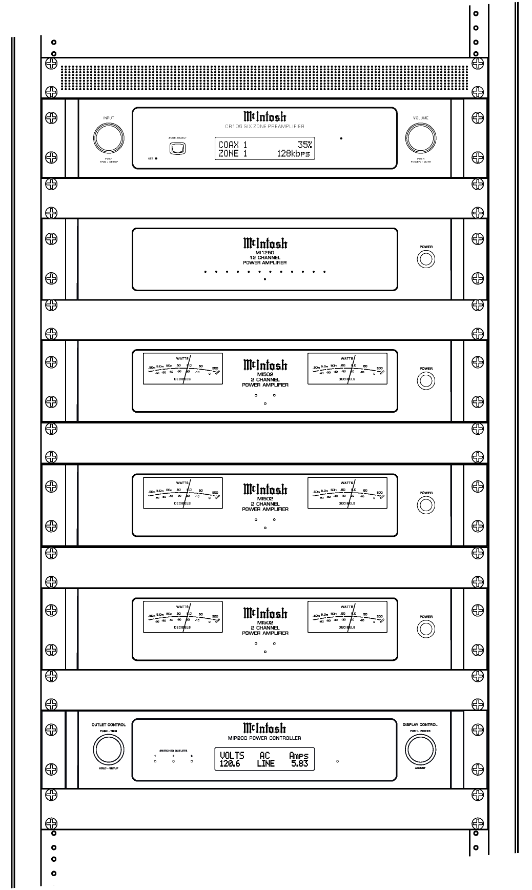 Diagram of a McIntosh custom install rack system