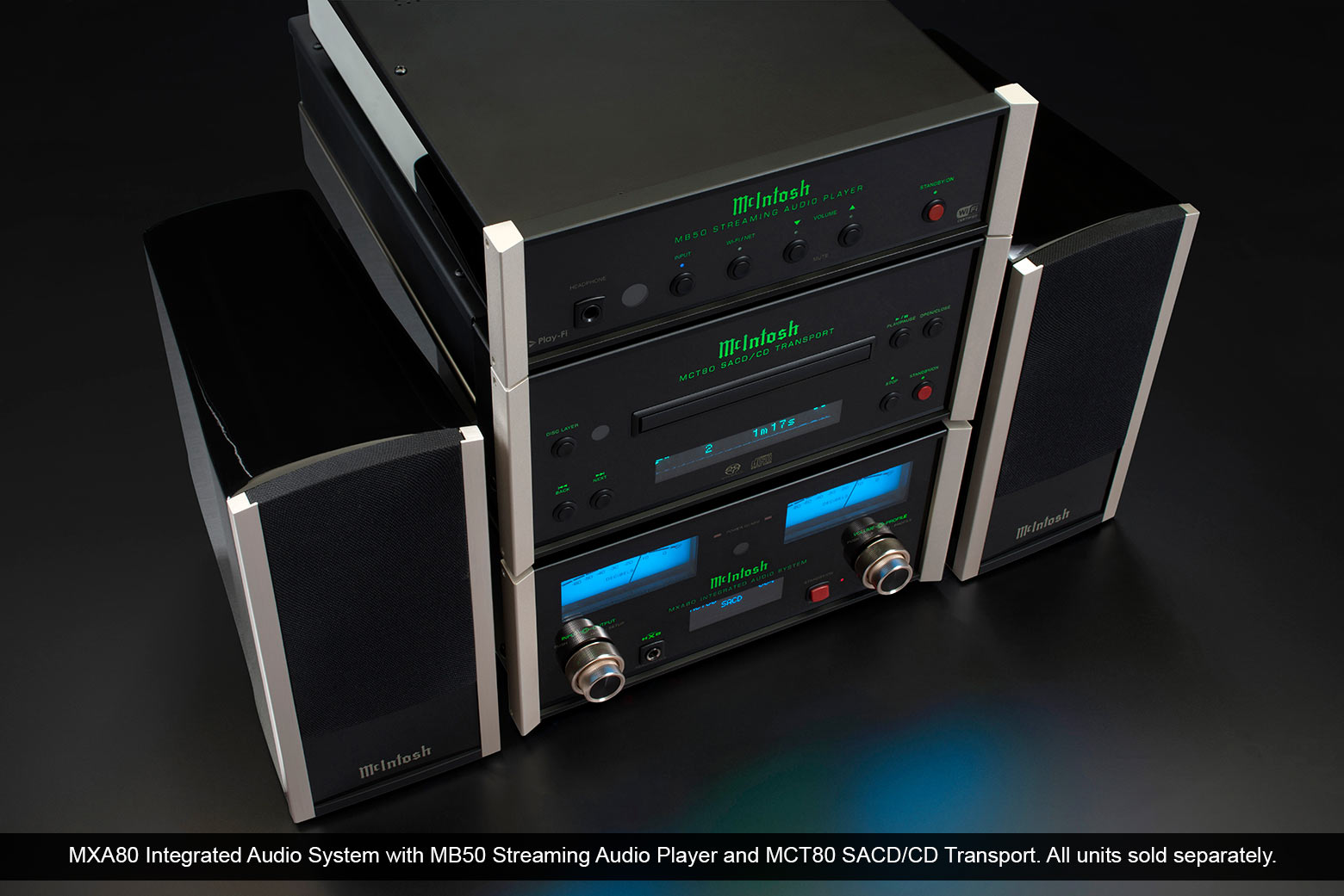 MXA80 Integrated Audio System, MB50 Streaming Audio Player and MCT80 SACD/CD Transport.